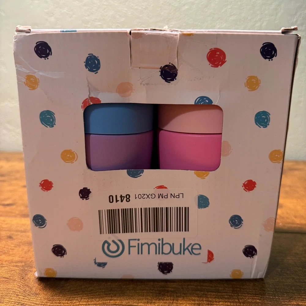 Fimibuke 2 Pk Kids Insulated 12oz Cup Straws Pink Purple Stainless Toddler Sippy